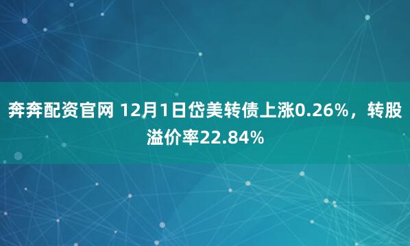 奔奔配资官网 12月1日岱美转债上涨0.26%，转股溢价率22.84%